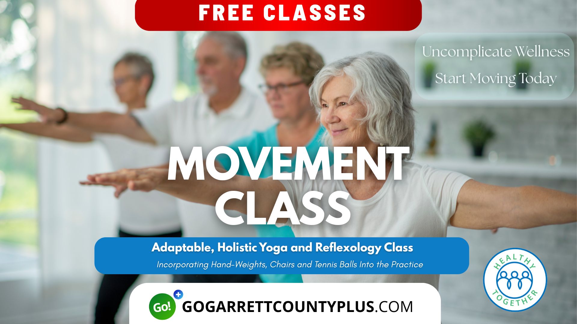 Free Classes, Movement Class, Gogarrettcountyplus.com, Healthy together